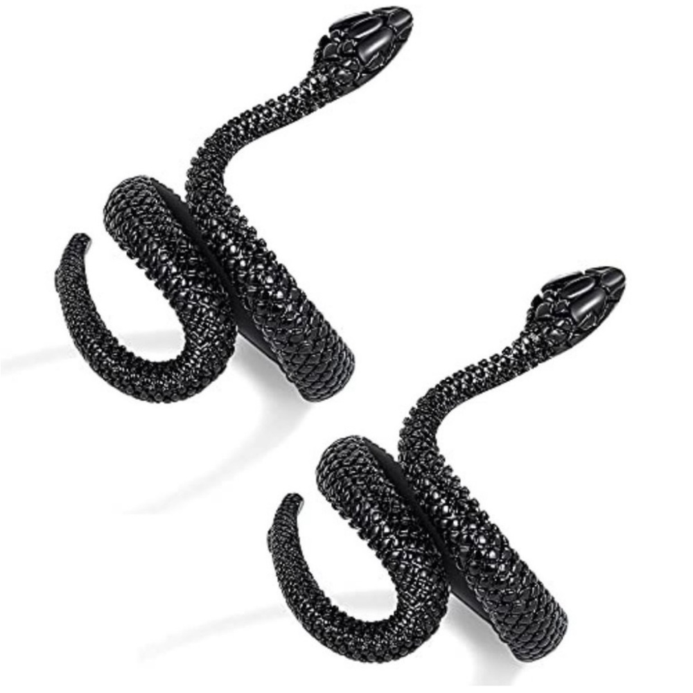 - 2 Set-BLACK Vintage Snake Rings *NEW*